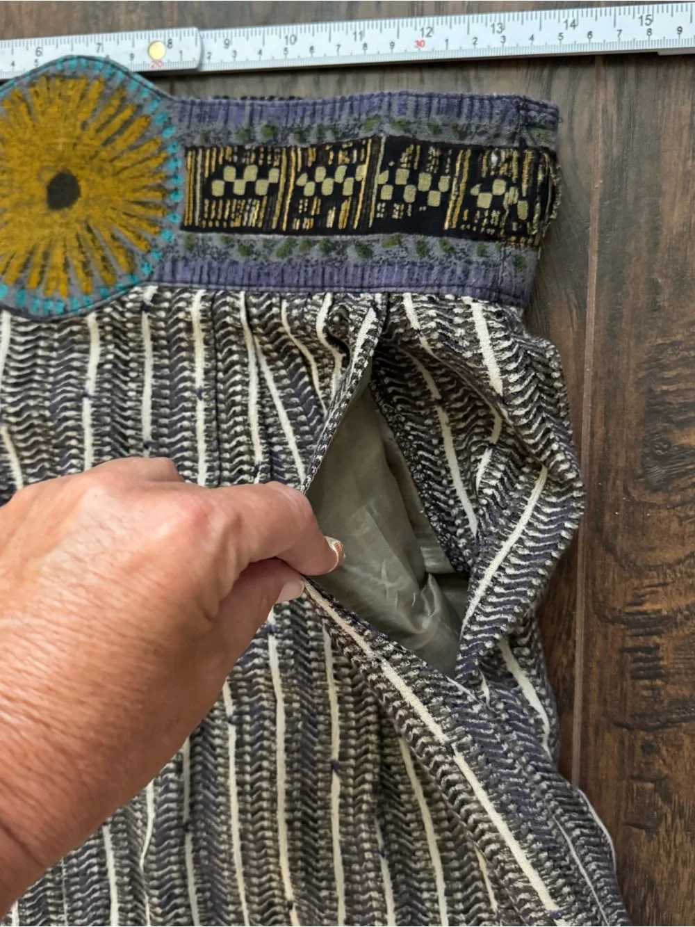 Size 27” Grey and White Striped Mini Skirt